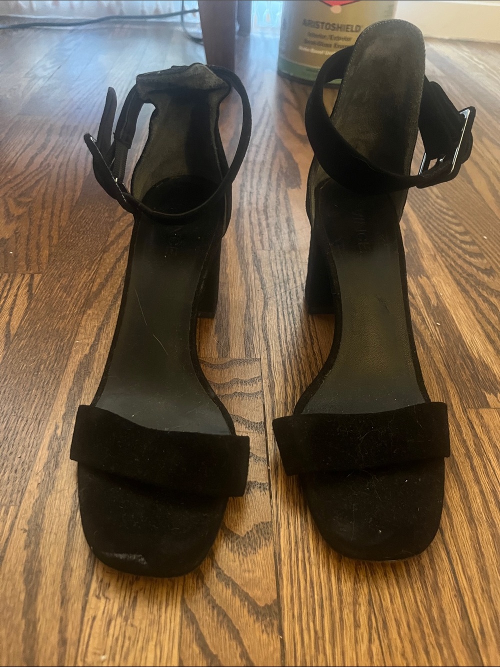 Vince Black Ankle-Strap Suede Block Heel Sandals - Women's